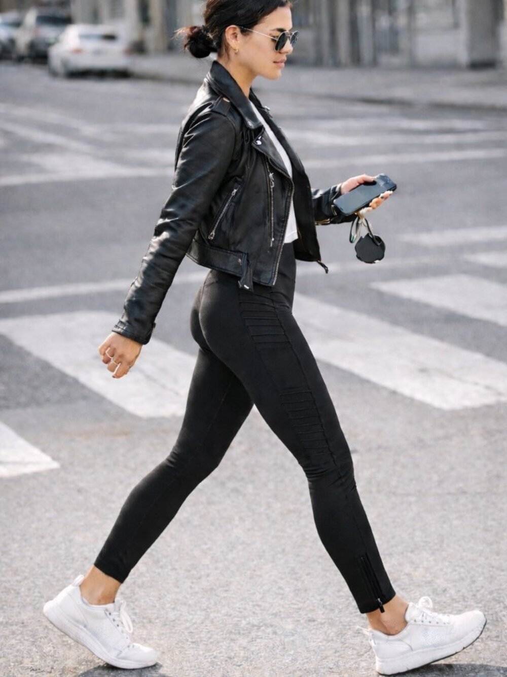Athleta Delancey Moto Leggings Athleisure Black High Rise M